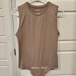 Abercrombie & Fitch Soft A&F Collection Taupe Sleeveless Tank Bodysuit, Size L